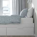 BRIMNES | Estrutura cama c/arrumação, 140x200 cm + estrado ripas Luröy