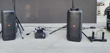 Wynajem nagłośnienia, głośników JBL PartyBox 300 (2szt.) + mikrofony