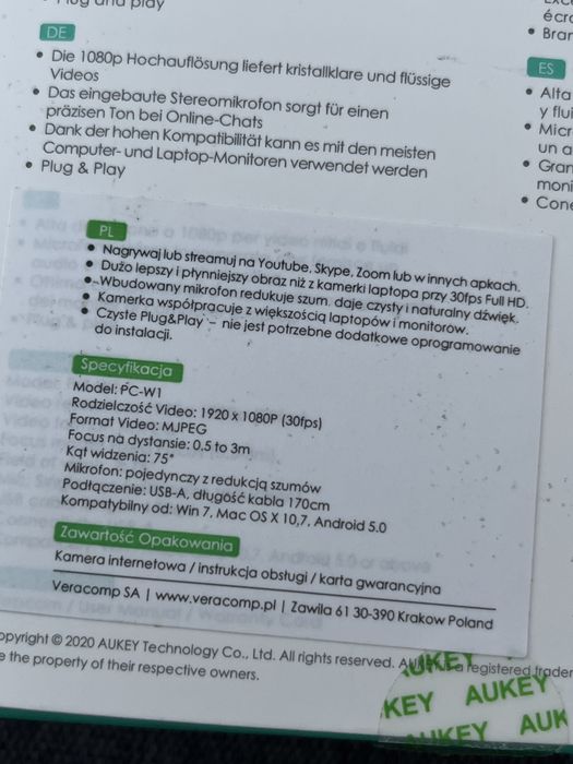 Aukey, kamerka do komputera