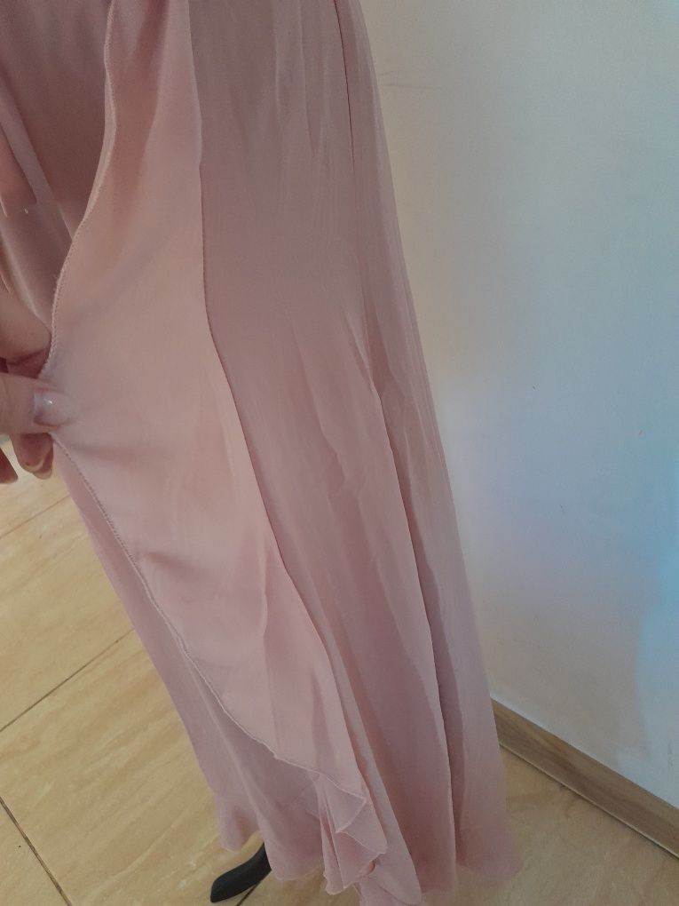 Sukienka długa maxi pudrowy roz XS S 34 36