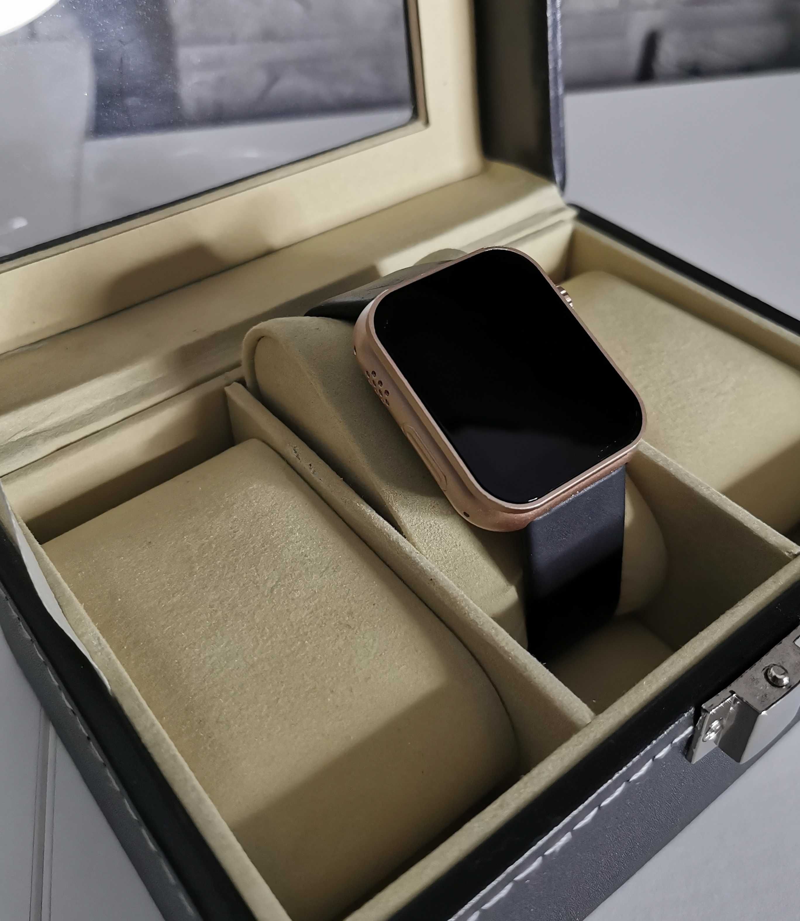 Zegarek Smartwatch smart opaska smart kwadratowa koperta złota