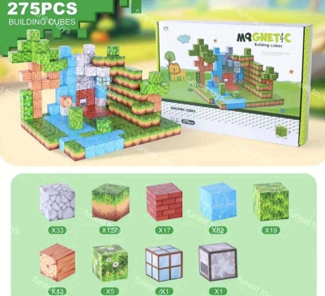 Магнитный конструктор 275 Майнкрфт кубики на магнитах Minecraft блоки