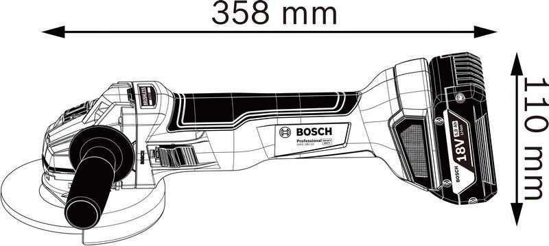 Szlifierka Kątowa Gws 10- 125 2*5.0Ah L-Box Bosch 18V