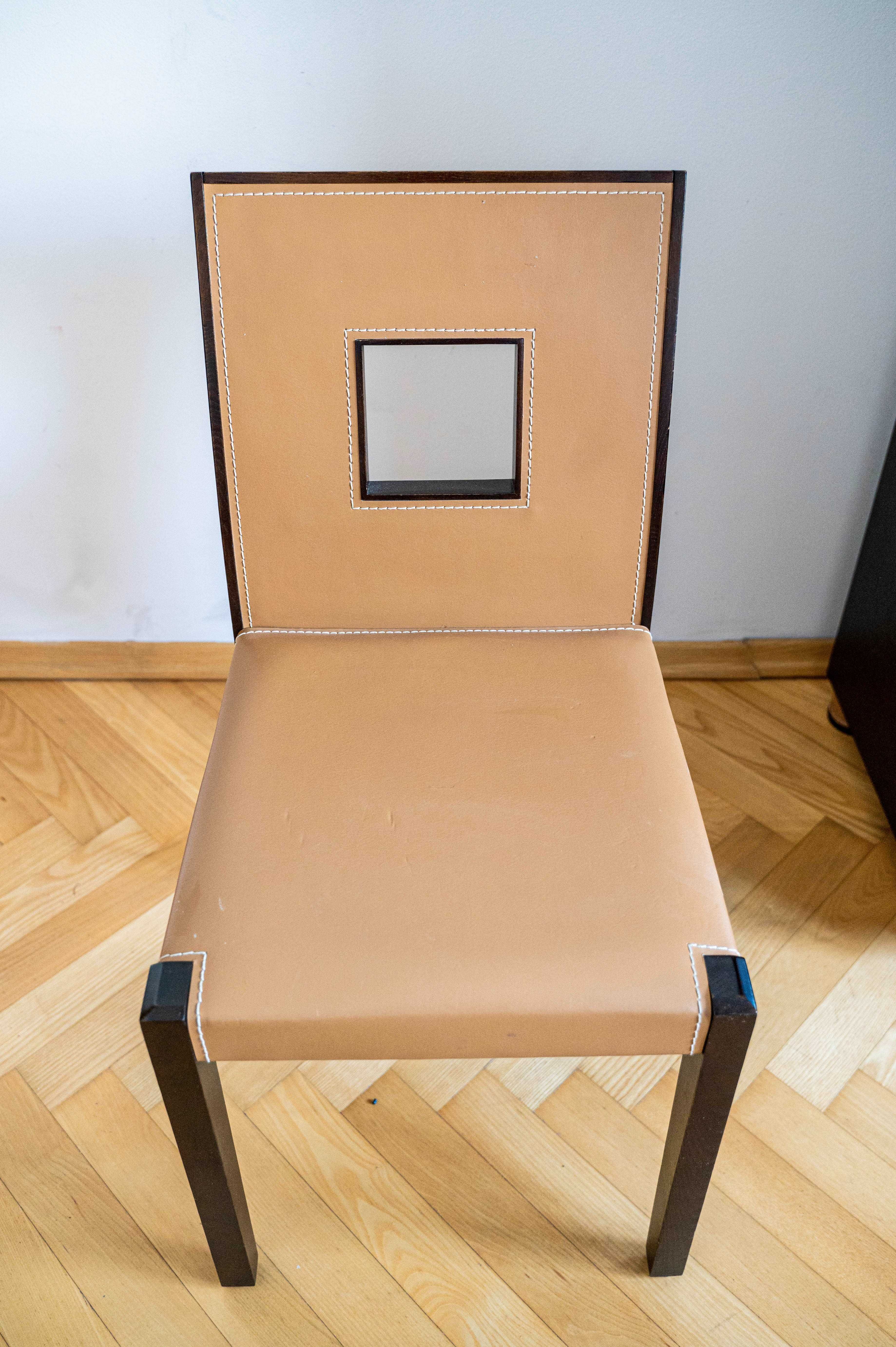 Eleganckie skórzane biurko z krzesłem