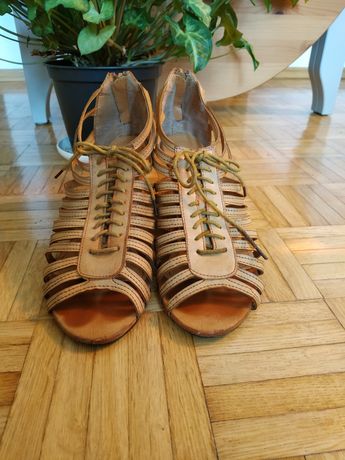 Buty na koturnie, koturny z rzemykami, rzymianki, sandały, rozmiar 40