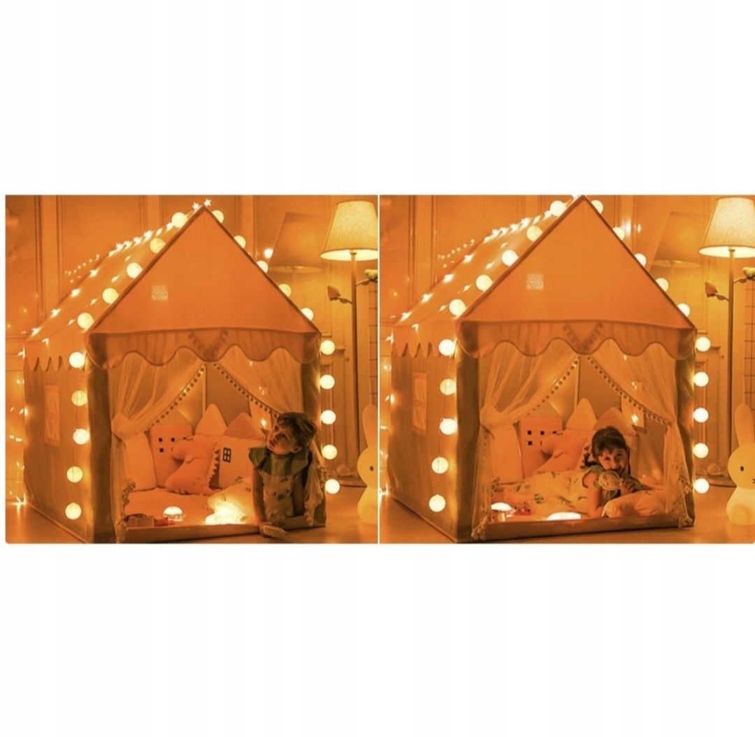Domek dla Dziecka Dziewczynki Namiot Zamek Lampki