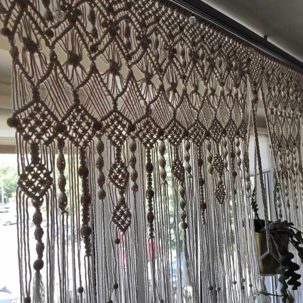 makrama na okno + 4 x makrama kwietnik 290 x 105 cm