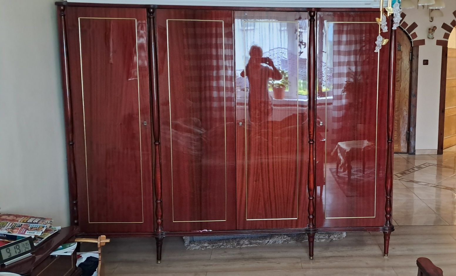 Komplet sypialniany wysoki połysk mahoń w stylu retro/vintage