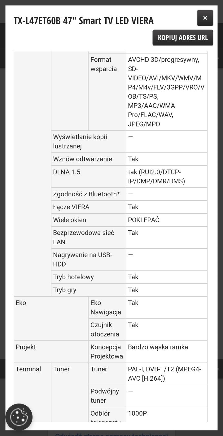 Telewizor panasonik TX-L47ET60B