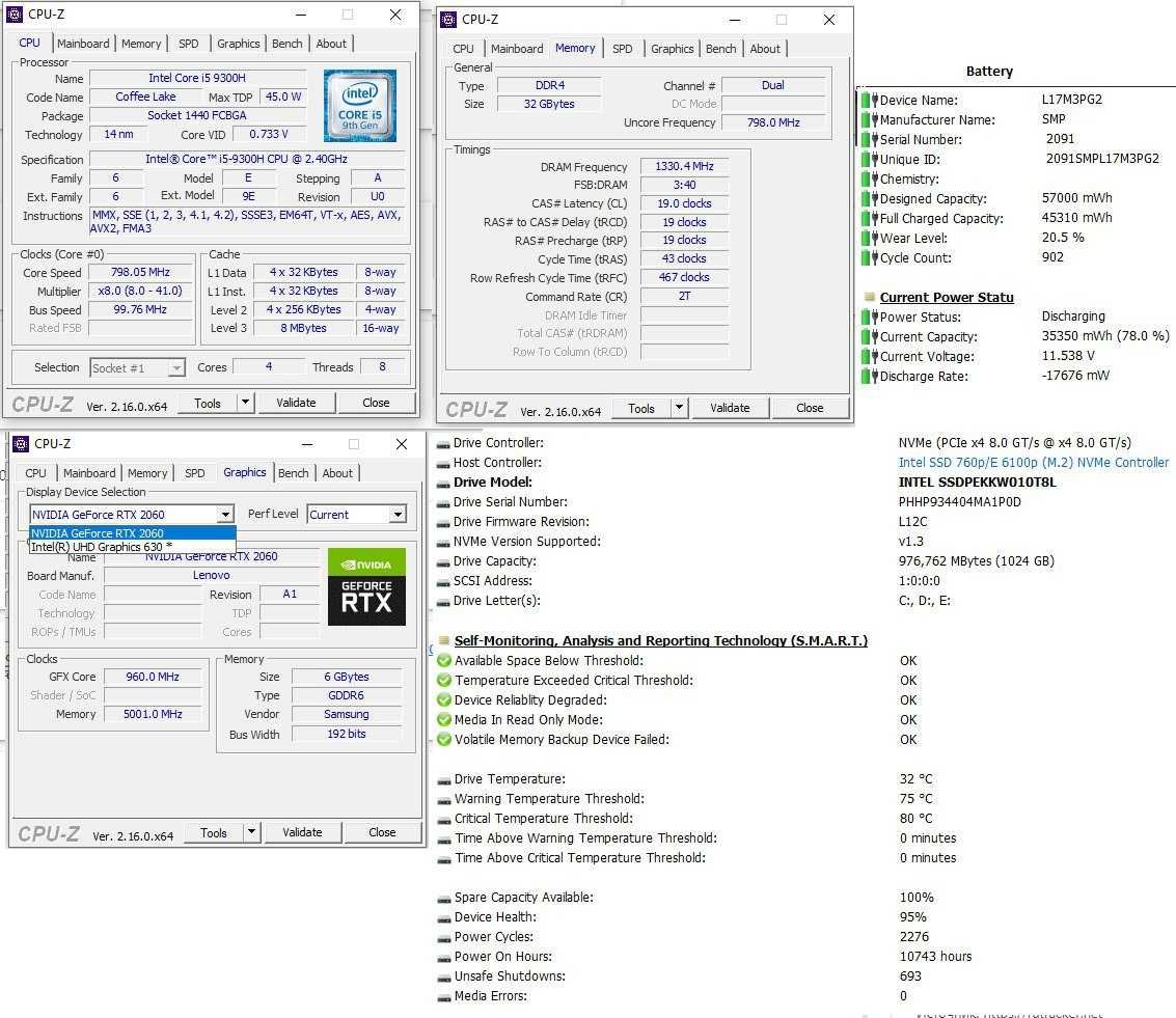 Lenovo Legion Y540-17irh: i5-9300H / 32GB RAM / SSD 1TB / RTX 2060