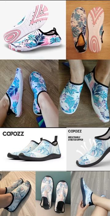 Аквашузы, кораллки, обувь для пляжа, бассейна и водных видов спорта.