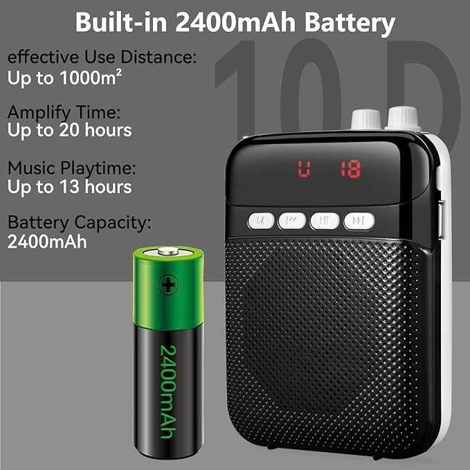 KINIZUXI Przenośny wzmacniacz głosowy 2400 mAh mikrofonem przewodowym