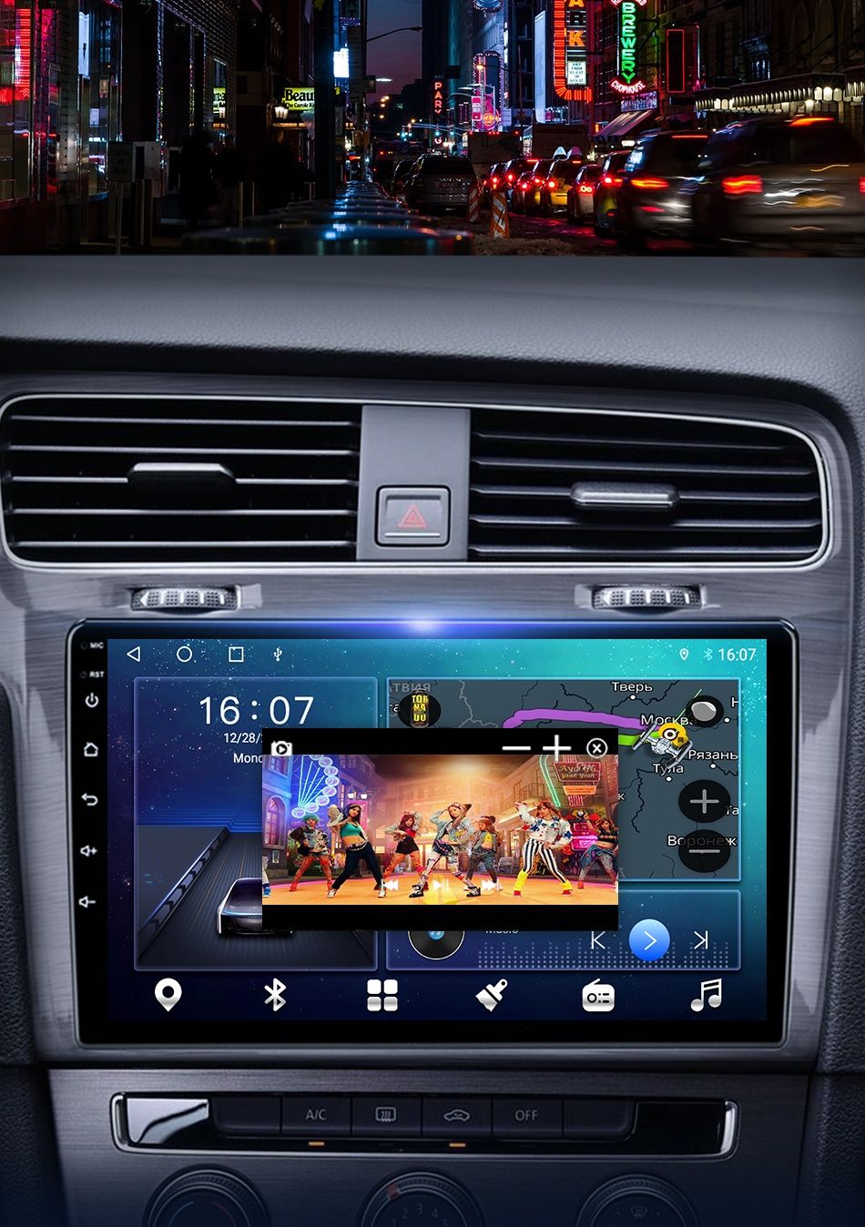 Rádio android 11 2din Volkswagen Golf 7 2011 a 2023 gps carplay wifi