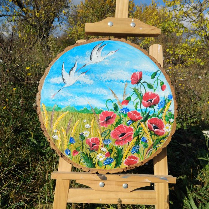 Розпис на зрізі дерева, українські сувеніри