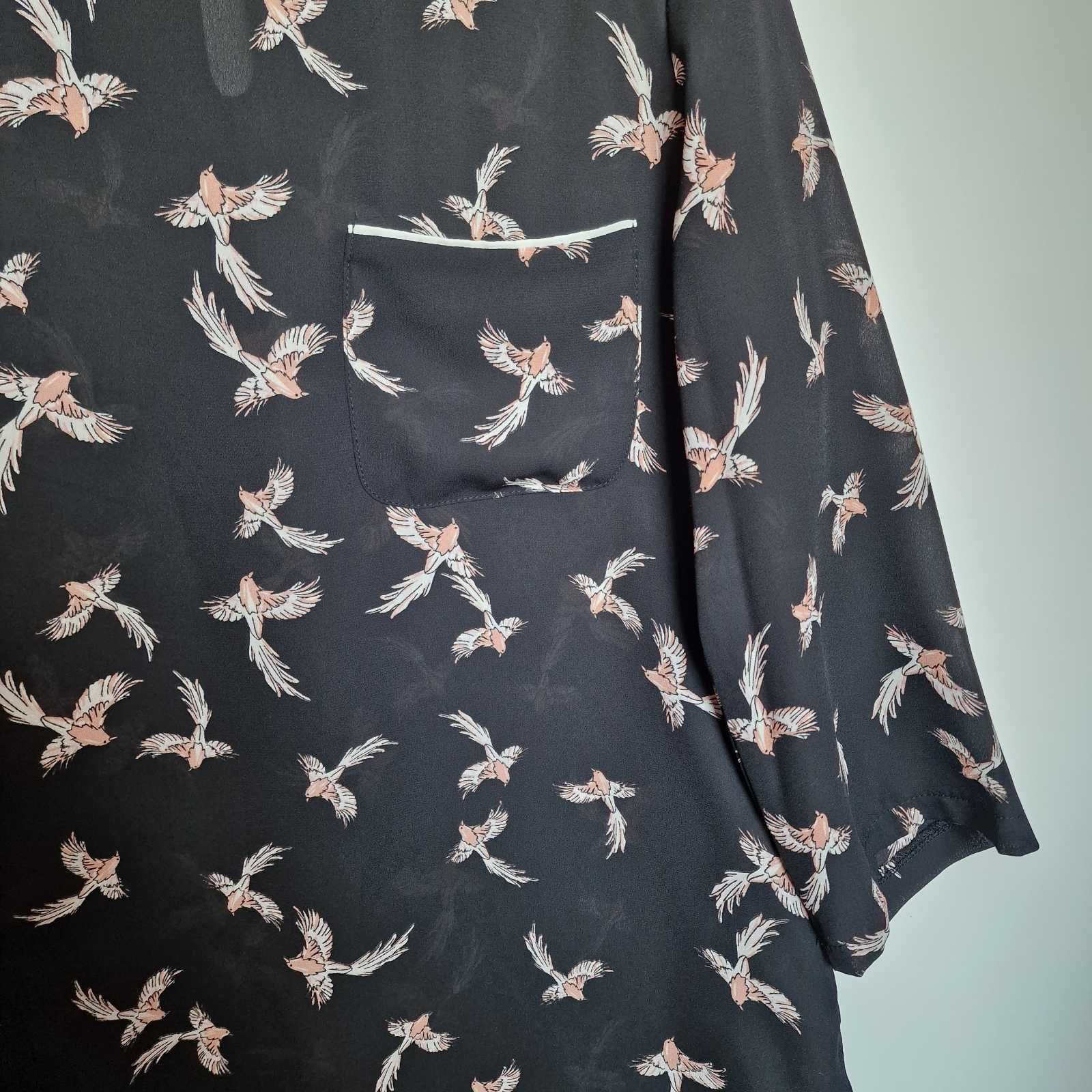 Женская черная блузка с карманом птицы Primark р. 42-44