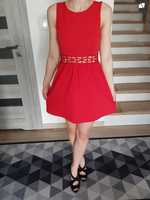 H&M Sukienka czerwona 36 S rozkloszowana