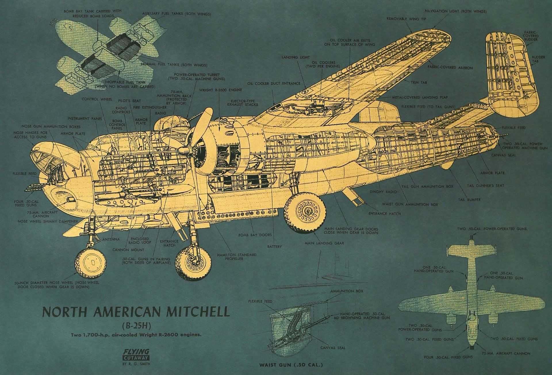 Plakat Samolot North American B-25 Mitchell Bombowiec Wojna 50,5x35cm