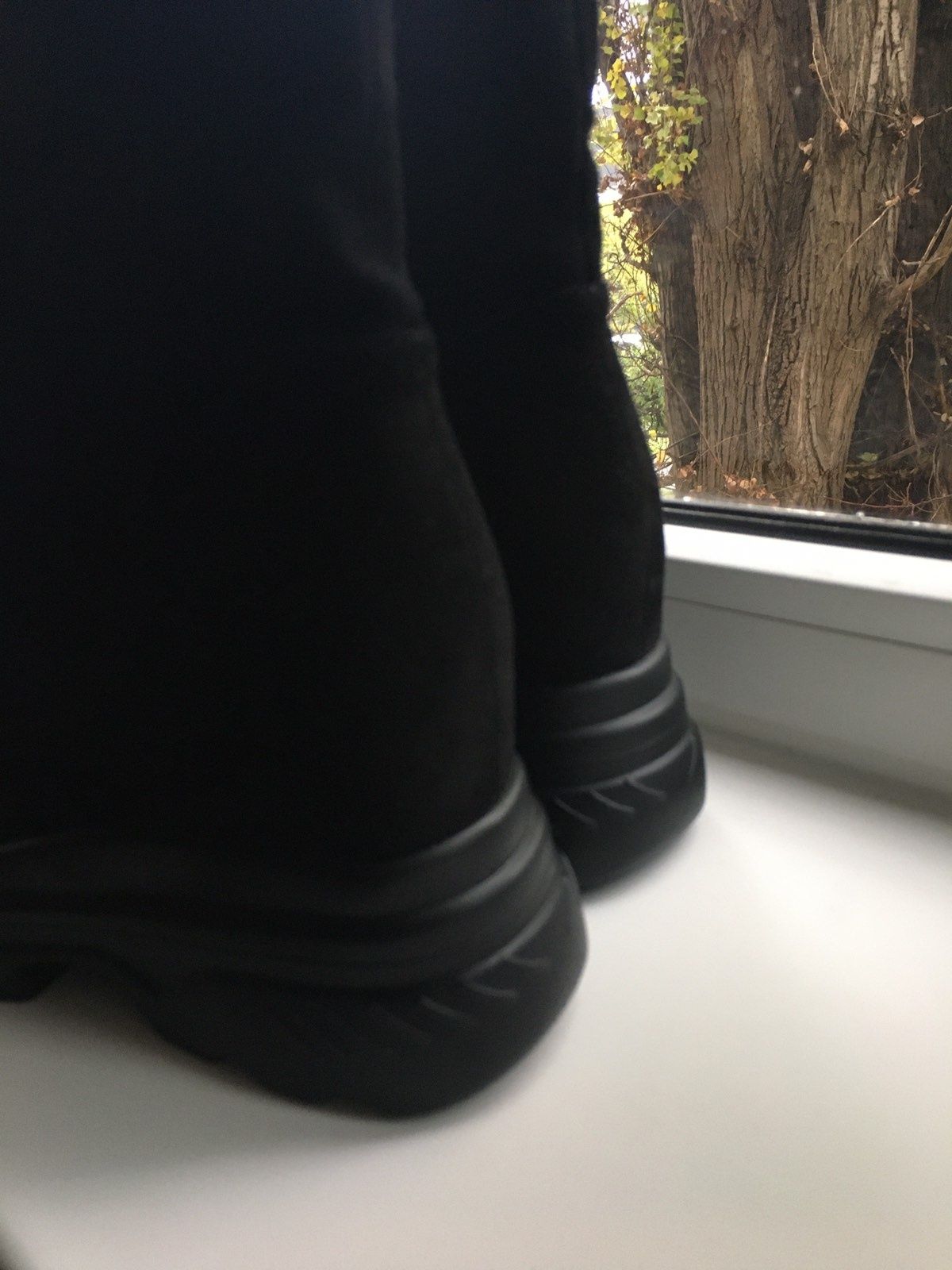 Ботинки женские осенние под замшу чёрные 38 р 24 см
