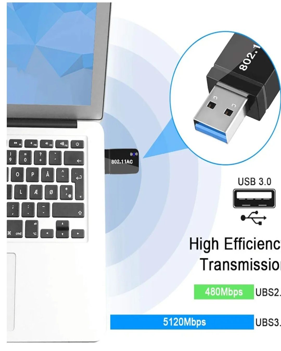 Sieciowy Adapter Firmy EDUP WIFI USB 3.0 1300 Mbps DONGLE 802.11 ac