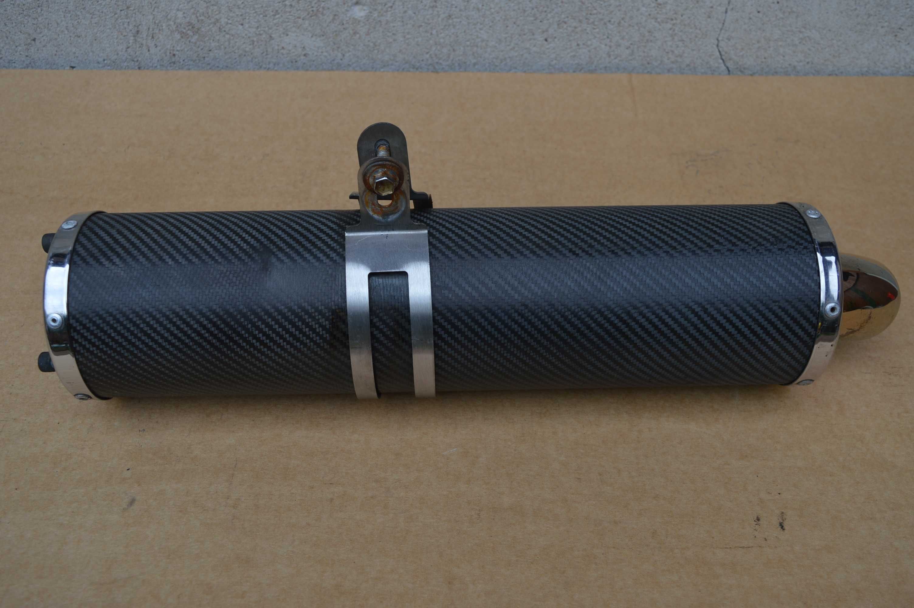 TŁUMIK wydech przelot karbon rozstaw śrub 3x80mm