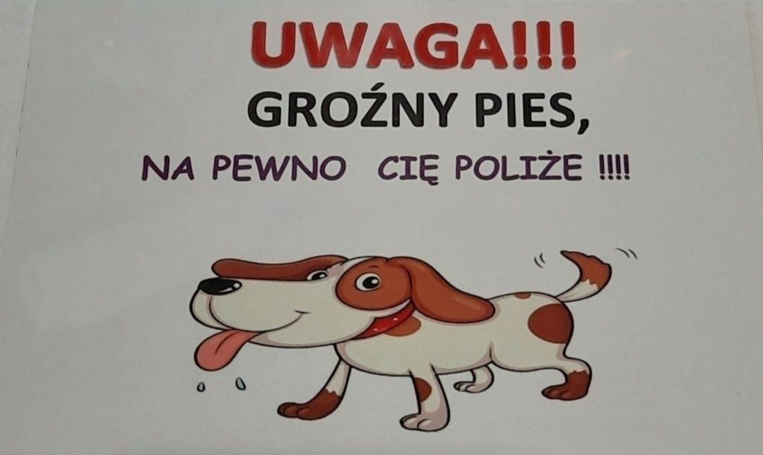 Tabliczka ostrzegawcza np. UWAGA PIES