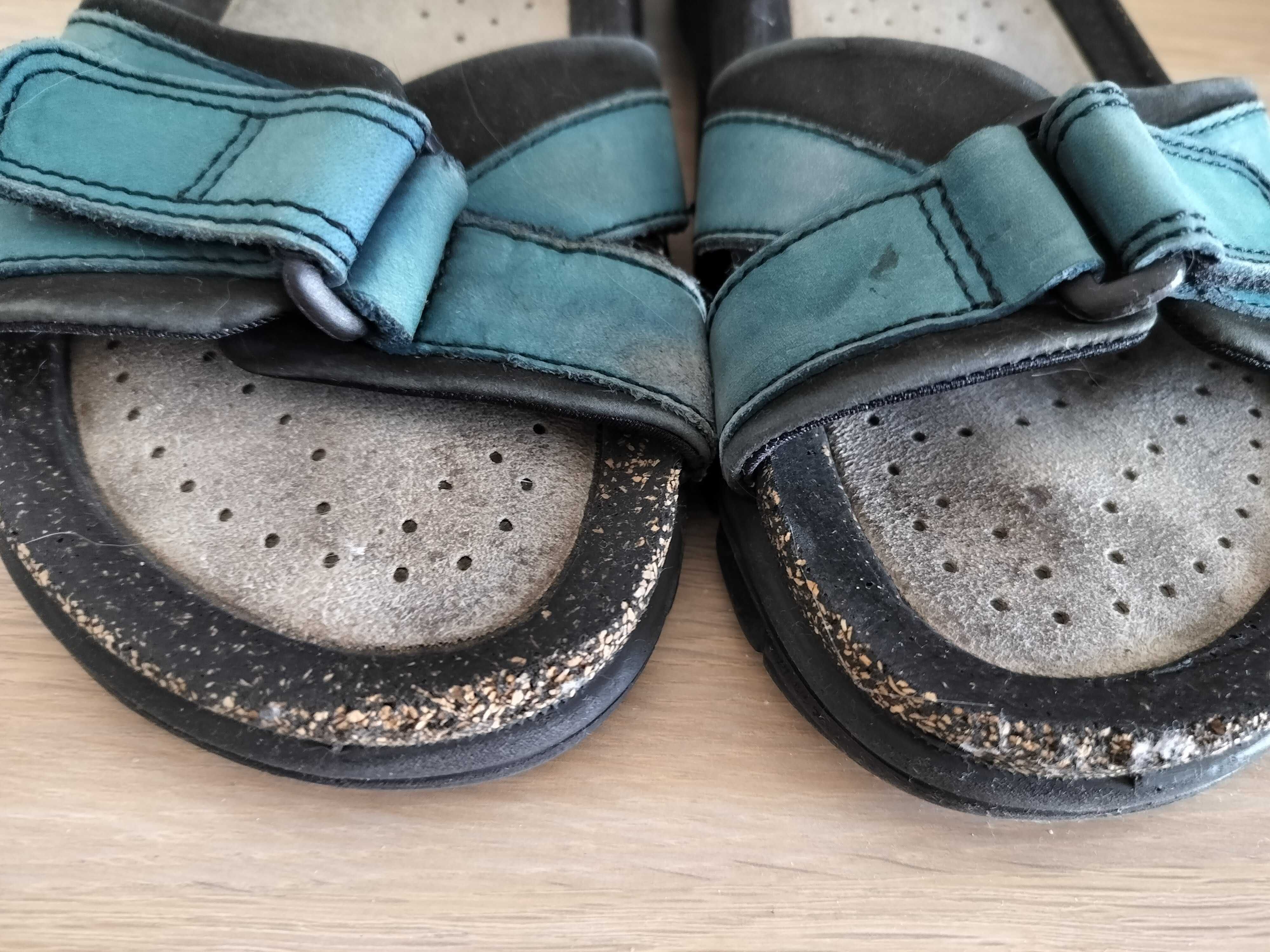 Ecco Buty damskie 40 sandały niebieskie skóra lekkie zgrabne dł26