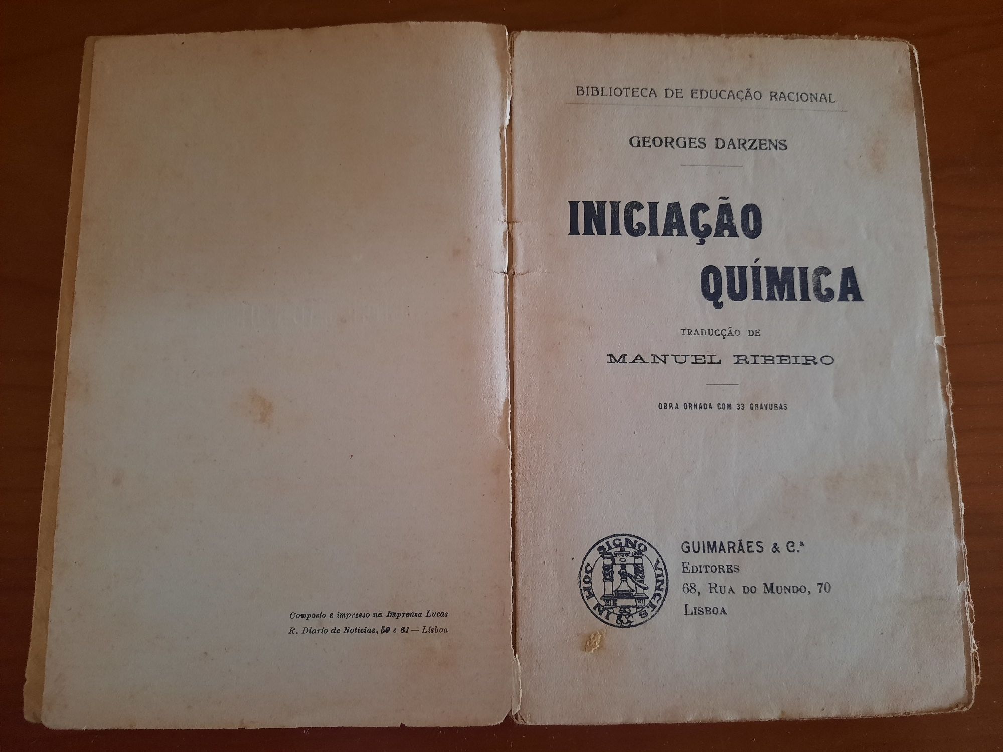 Iniciação à Quimica Georges Darzens, tradução  Manuel Ribeiro