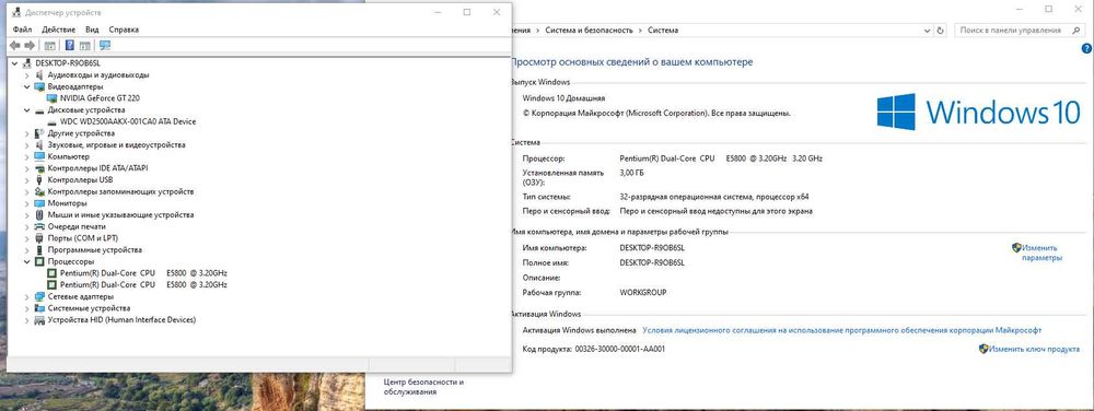2ядра,3гб,GT220 512mb,hdd250 ПК+монитор AOC 19"