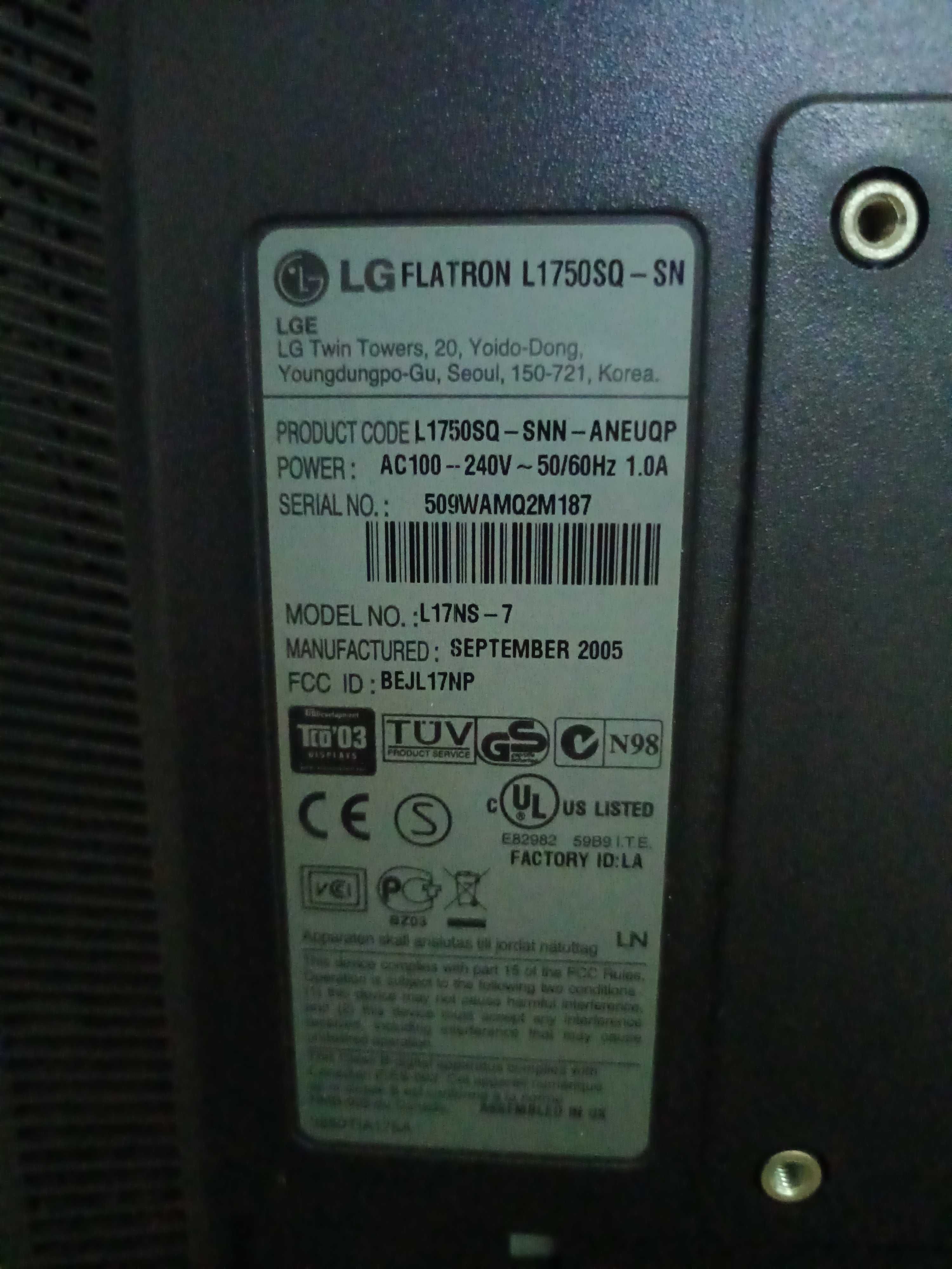 Monitor LG FLATRON L1750SQ