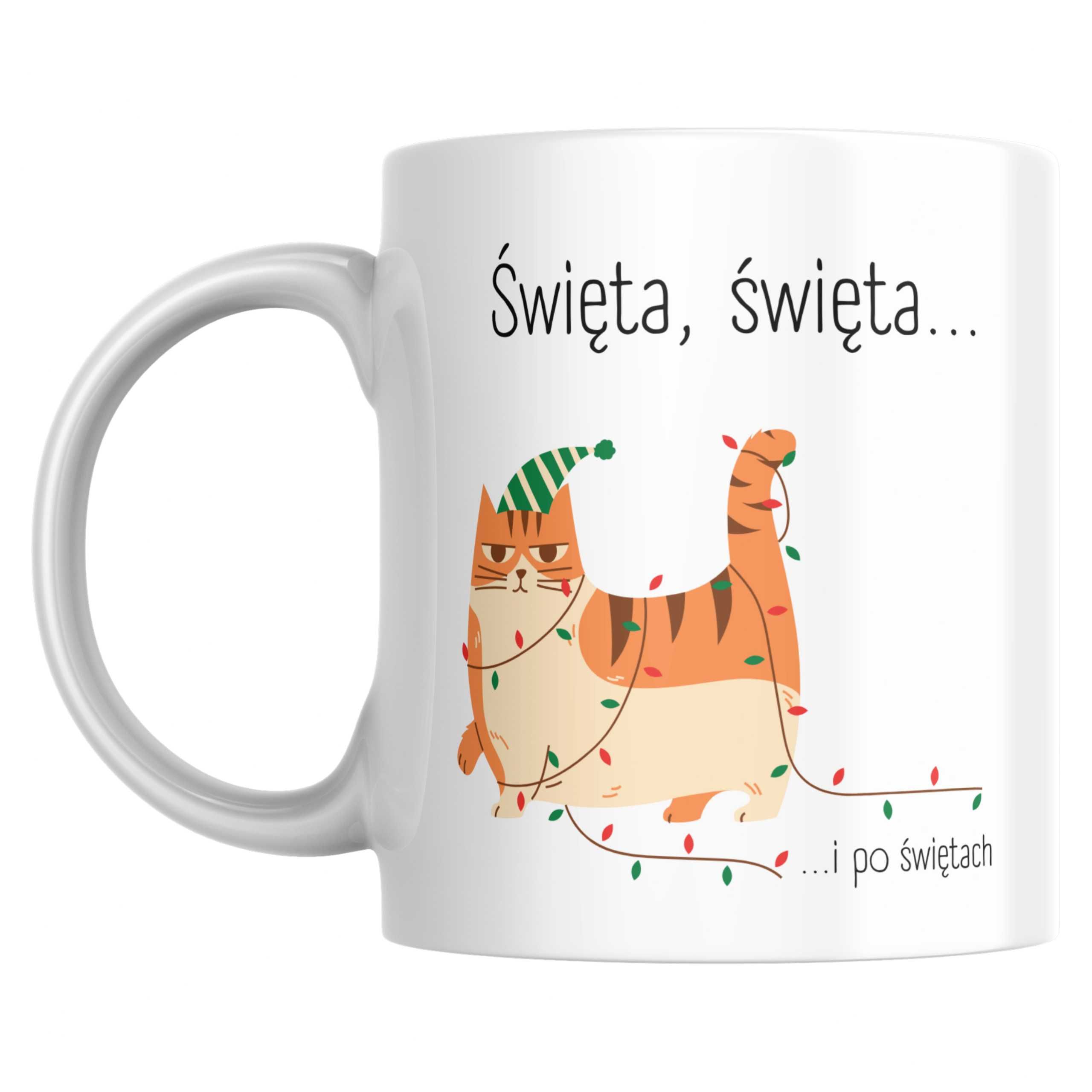 Kubek święta Boże Narodzenie kot śmieszny napis