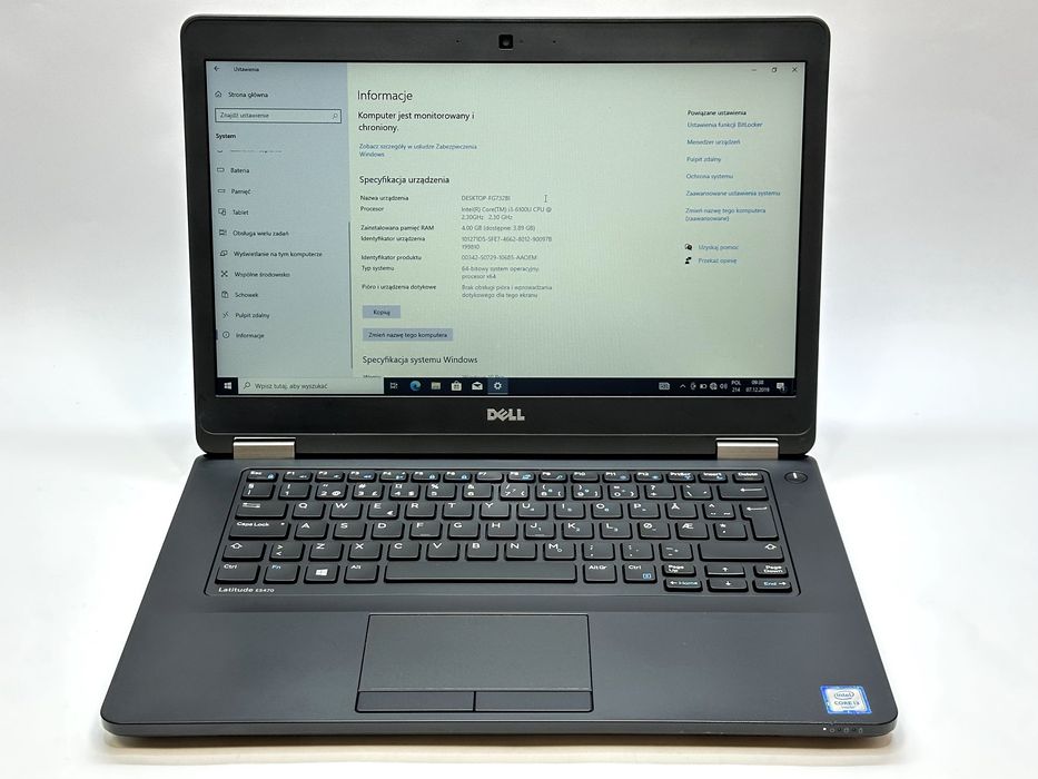 zadany laptop dell inspirion 5470 i3-6100u 4gb /128gb ssd