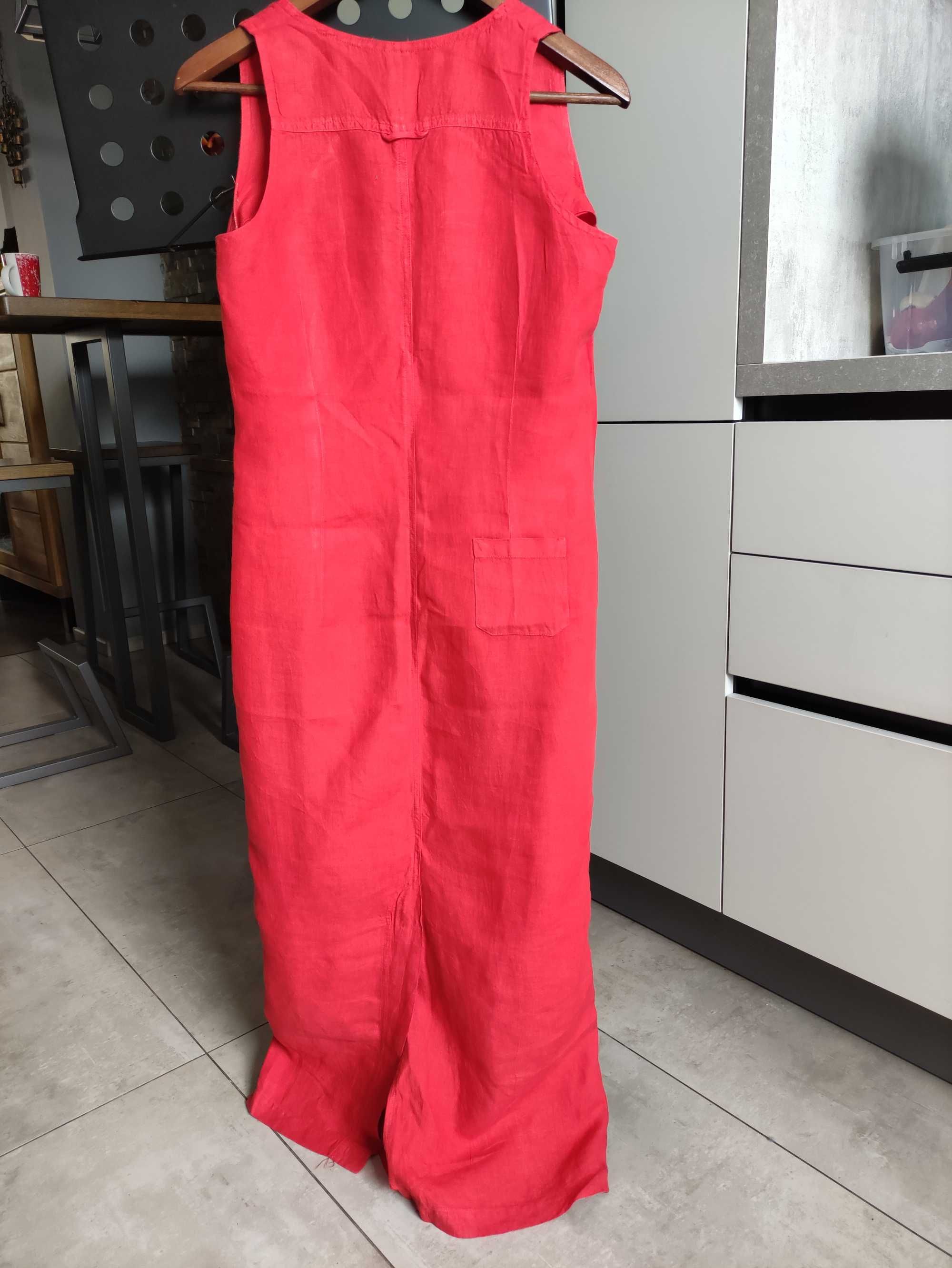 długa czerwona bawełniana sukienka rozmiar 40
