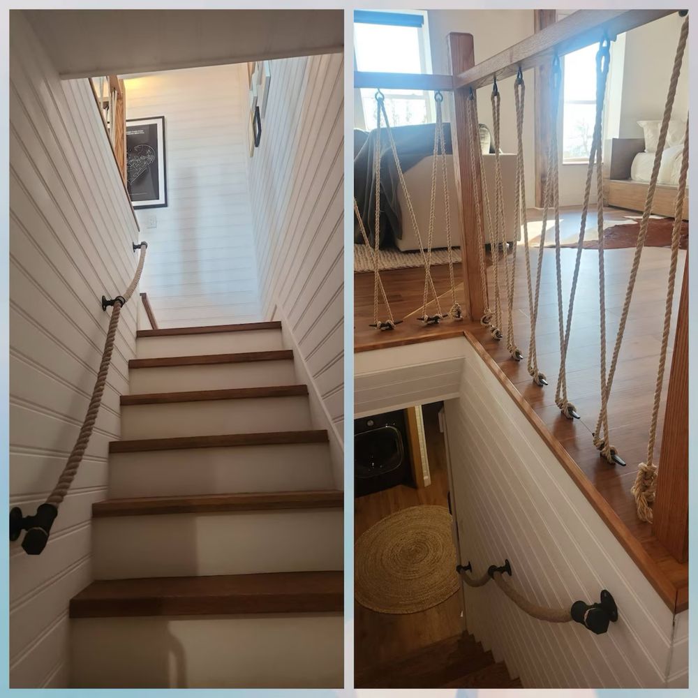 Balustrada z liny jutowej w stylu loft