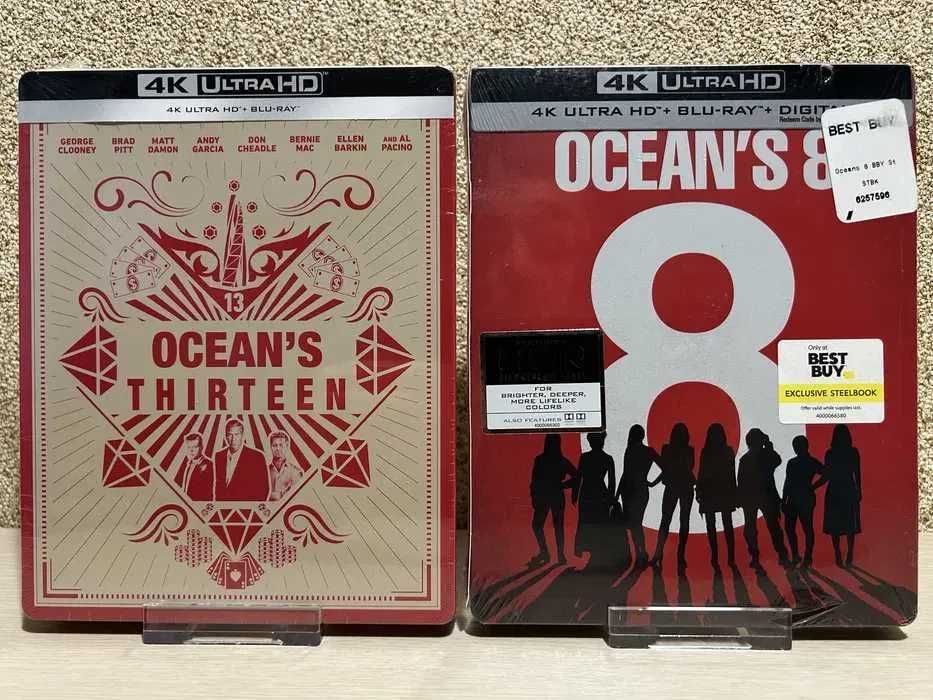 Steelbook 4K Ultra HD Blu-ray Плохие парни 1-4 / Друзья Оушена 1-4