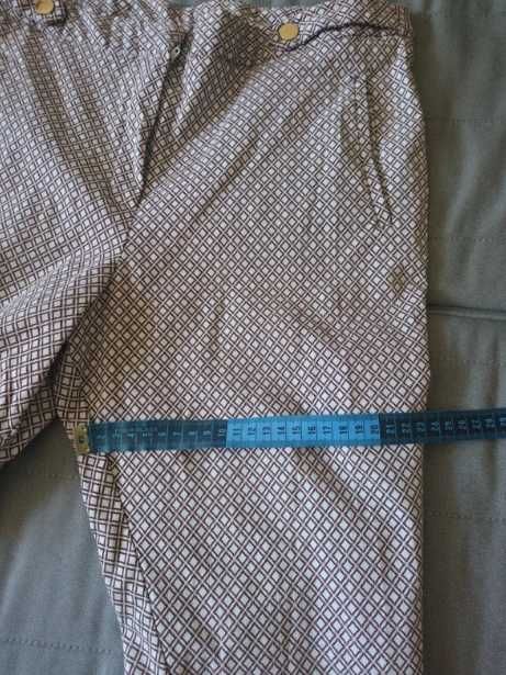 Damskie spodnie cygaretki, złote guziki, mozaiką, r 14