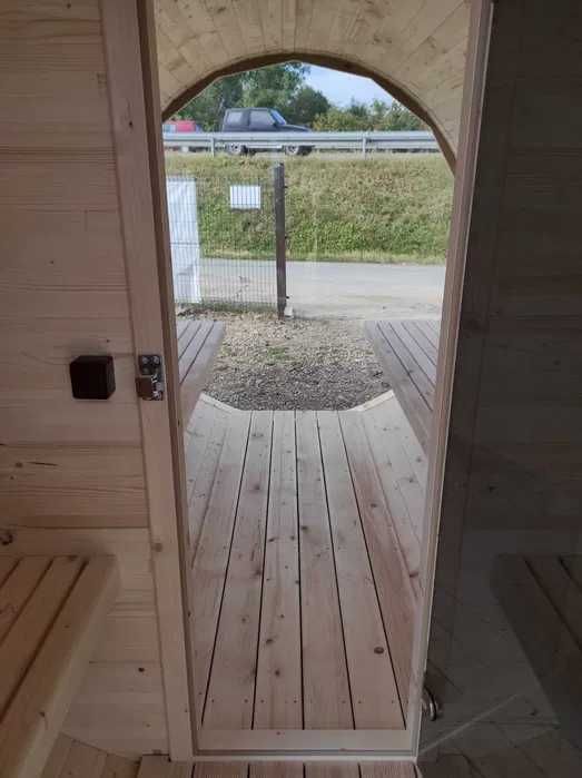 Sauna ogrodowa 4 metry przebieralnia panorama PRZESZKLENIE 100%
