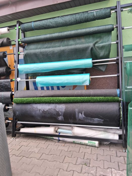 Stojak, regał ekspozytor magazynowy, rolki  na folia , siatki