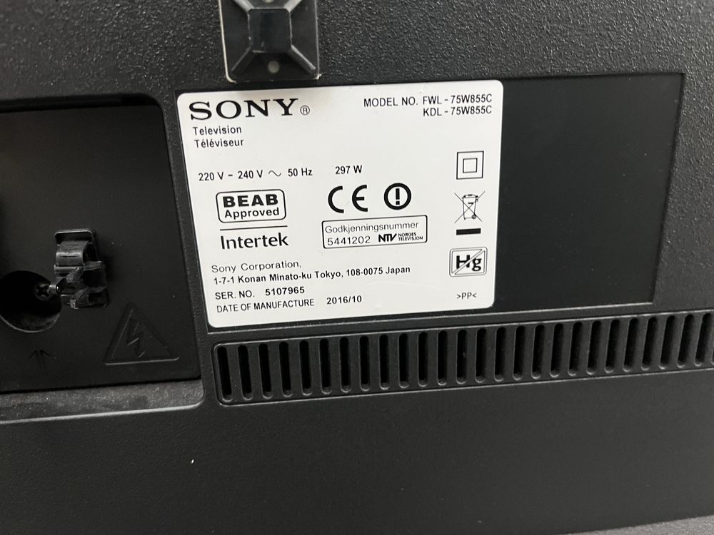 Sony Bravia 75” KDL-75W855C