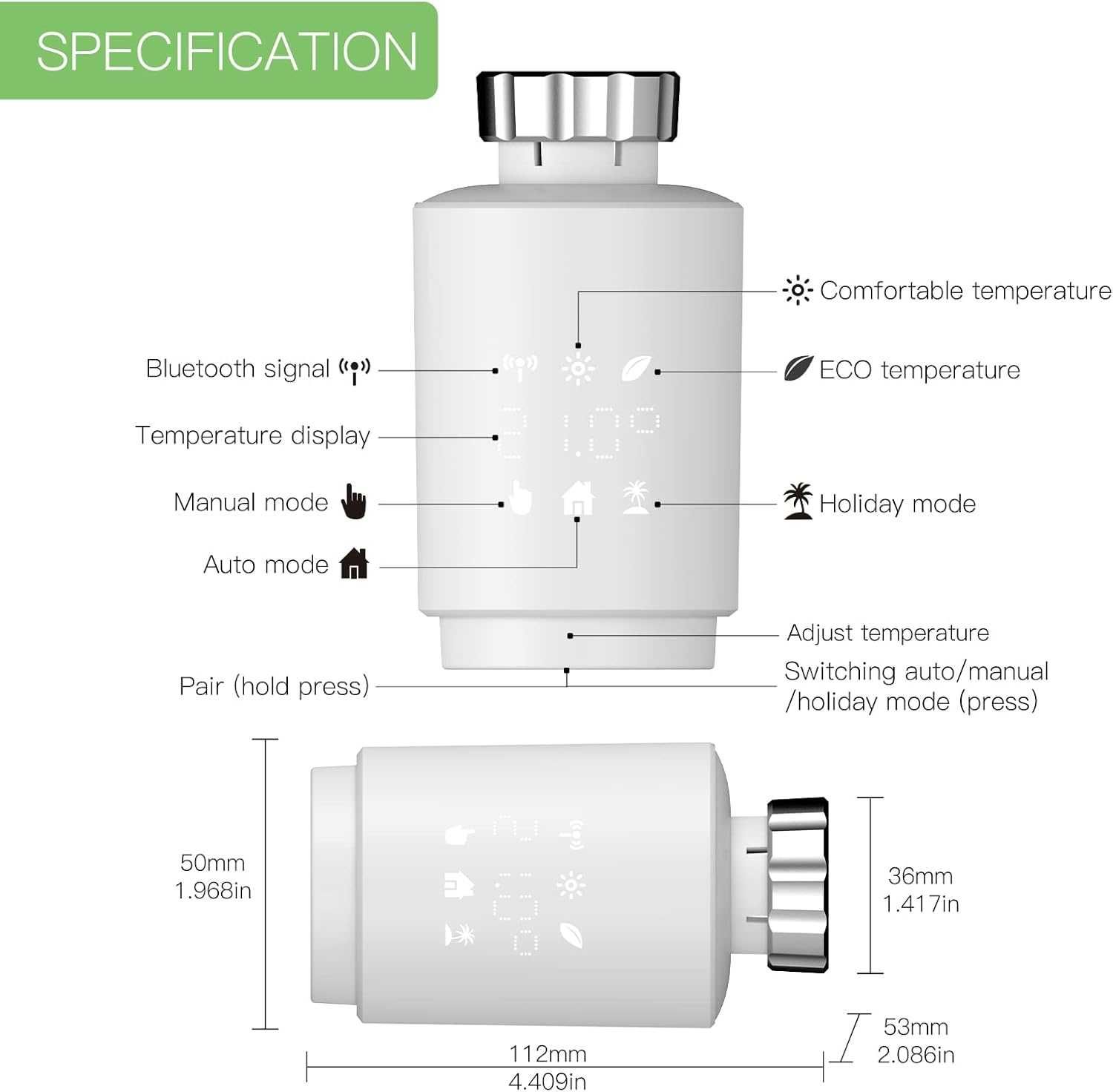 Inteligenty termostat głowica radiator do grzejnika, bezprzewodowy