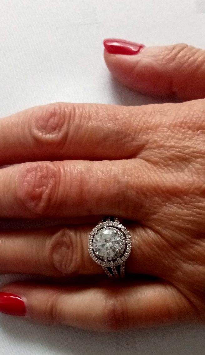 Zaręczynowy pierścionek z Białego 14K złota z Diamentami