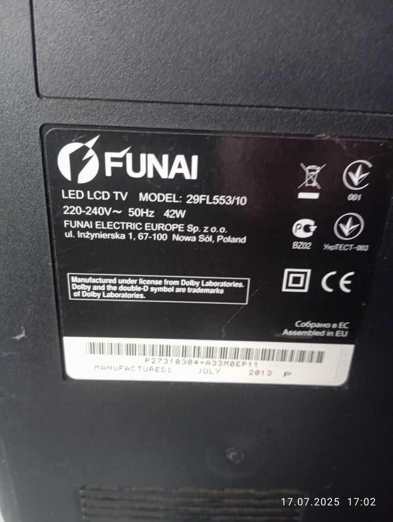 Telewizor FUNAI uszkodzony