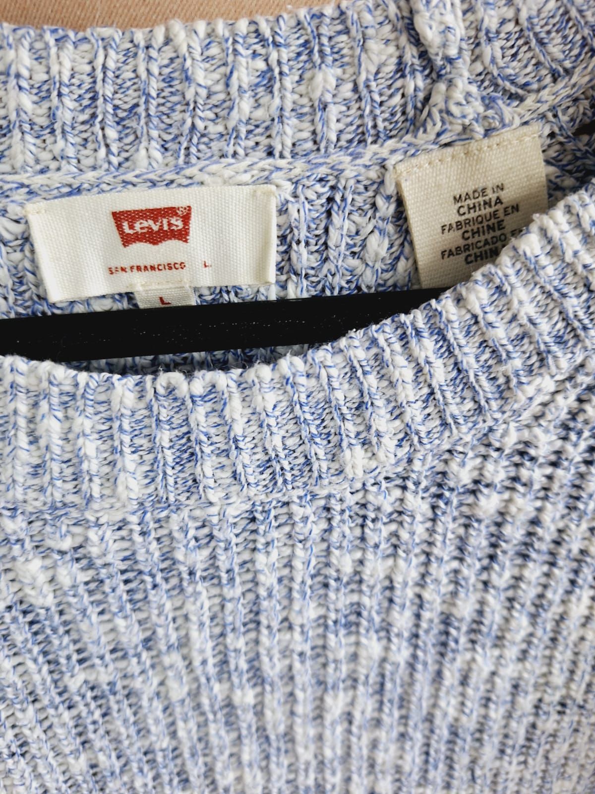 Sweter Levi's bawełna L 40  melanż niebieski biały
