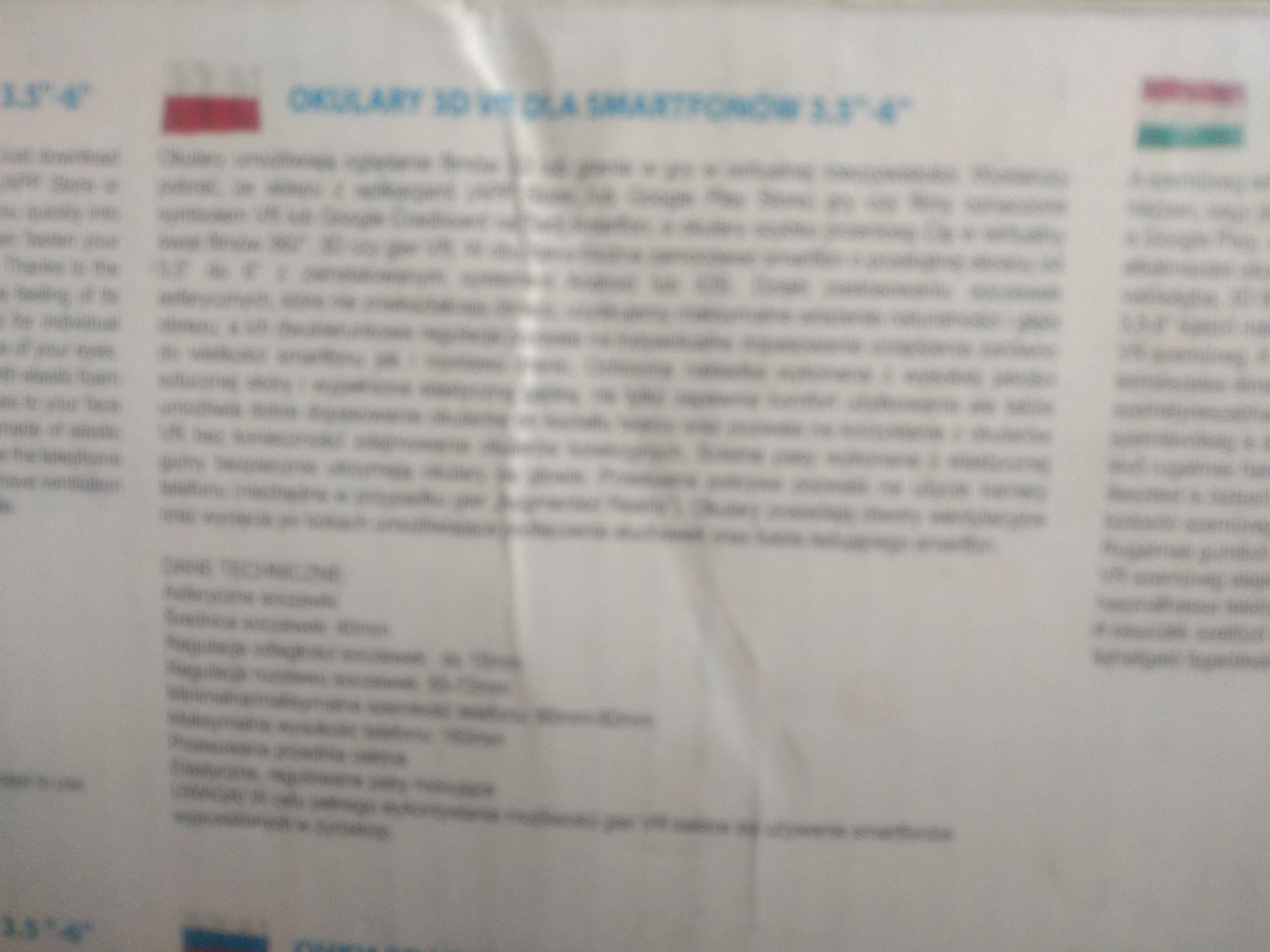 Okulary 3D VR do smartfonów 3,5-6'