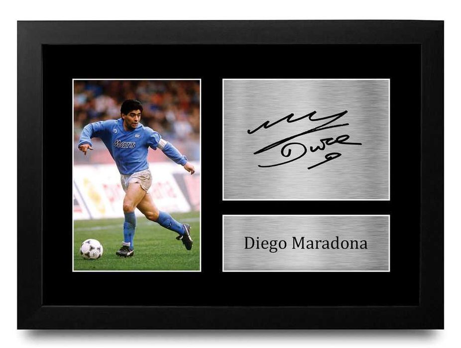 Diego Maradona Autógrafo Emoldurado impresso Nápoles