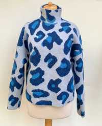 Sweter Zara Niebieski Golf Cętki Panterka S 36