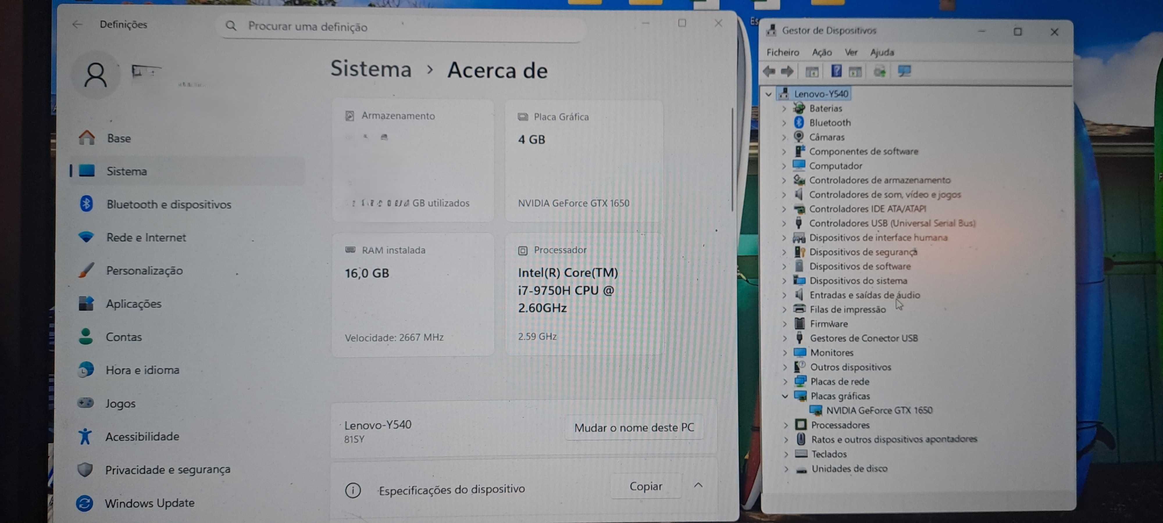 Lenovo Legion Y540 Geração Windows11 Gaming NVME 512Gb Gráf GTX1650 4G