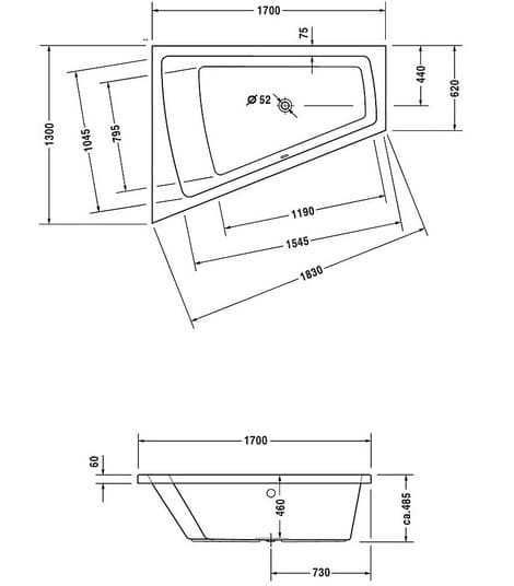 Продам Ванна акриловая 170х130 Duravit Paiova 700214