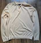 Harry Brown sweter dzianinowa koszulka polo długi rękaw M kremowy BDB