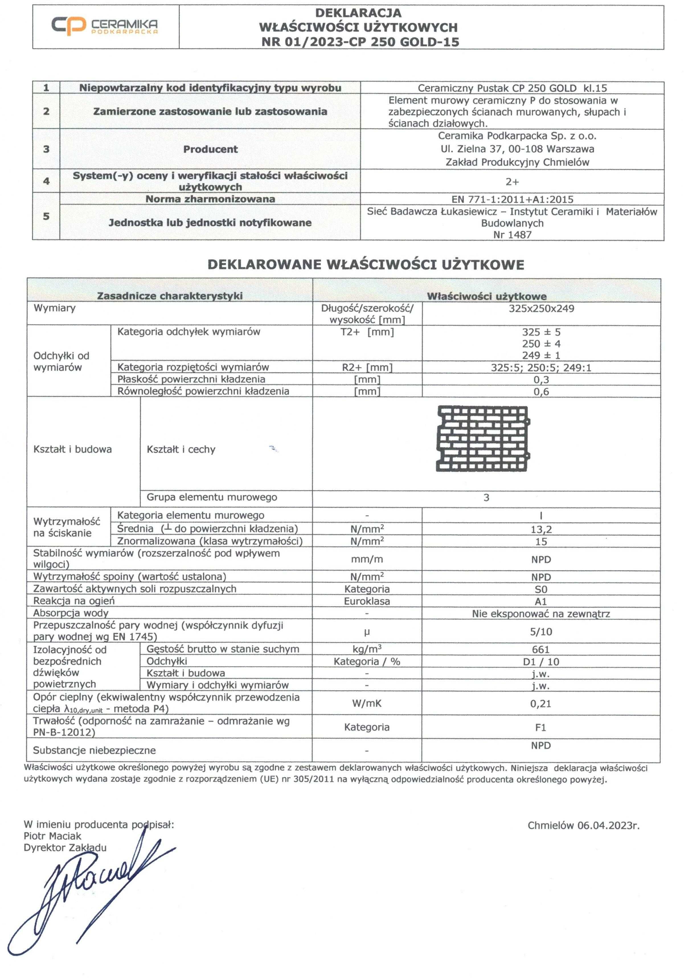 Cegła ceramiczna Pustak 25P+W szlifow. gold Ceramika Podkarpacka+HDS