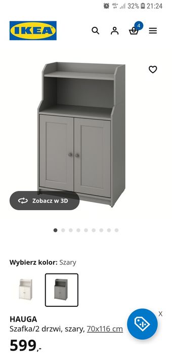 Ikea hauga szafka szara